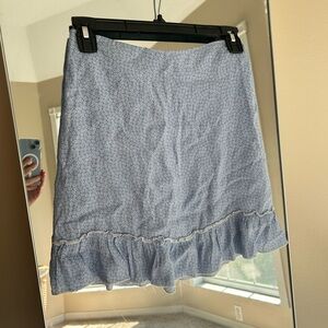 Brandy Melville Blue and White Floral Skirt with Ruffle Hem, one size fits all